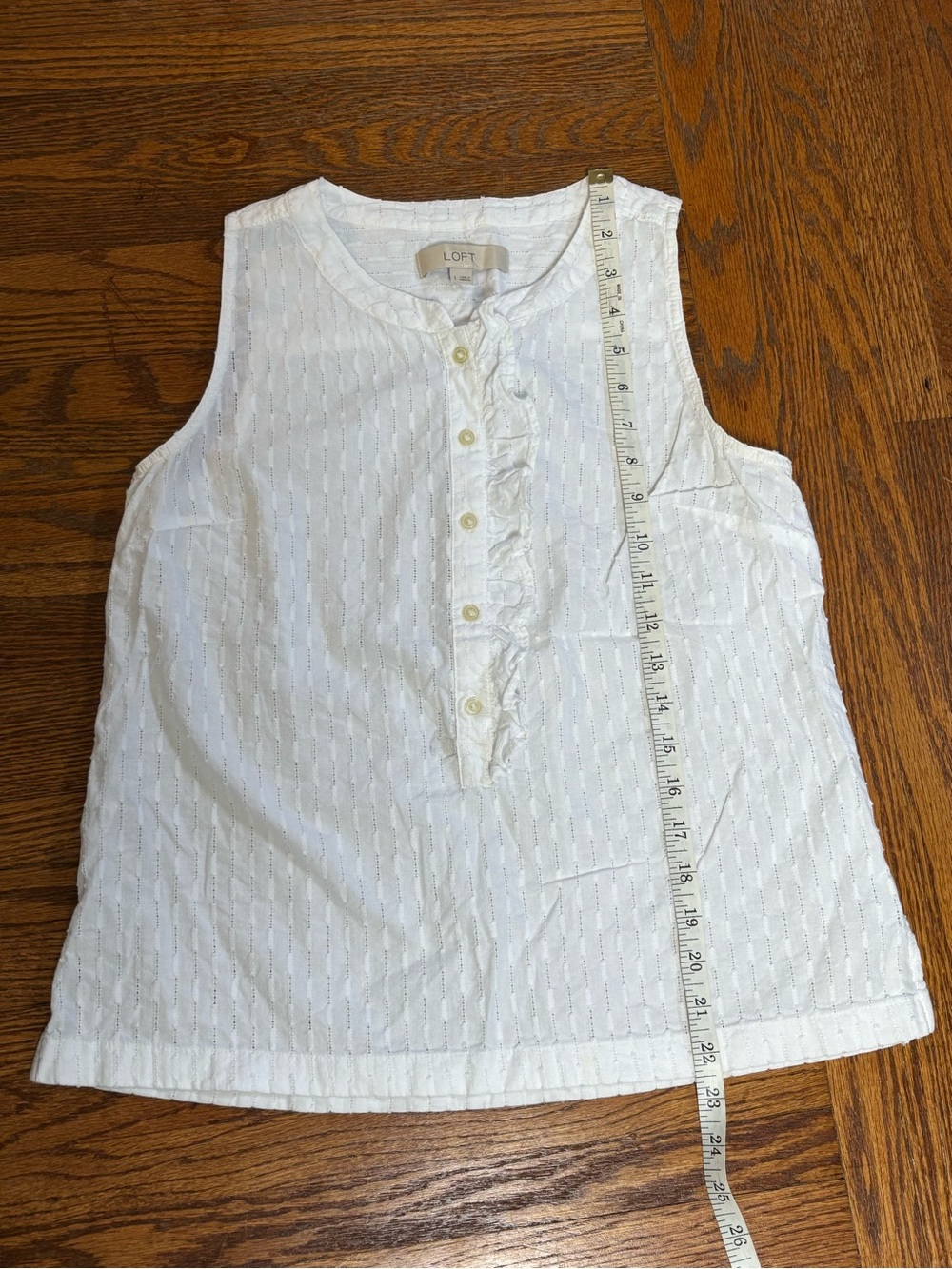 LOFT White Sleeveless Ruffle-Front - Size Small
